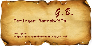 Geringer Barnabás névjegykártya